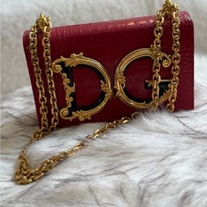 Elegant Red Designer Chain Bag